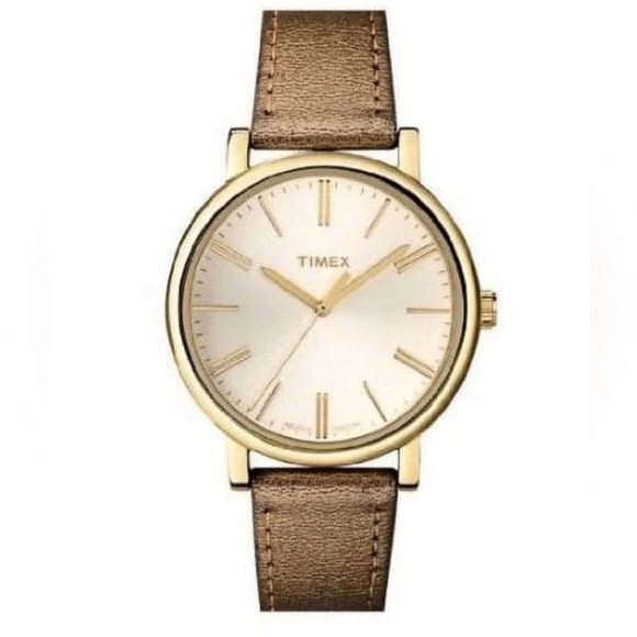 Timex Brown & Gold Toned Classy Water Resistant Wristwatch w/ Adjustable Band - Picture 1 of 7
